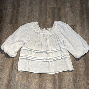 Cato White Lace Accent Blouse